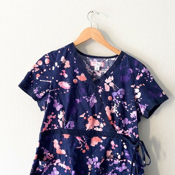 Kai Kathy Peterson Nursing Blouse Blue Paint Splat - Picture 2 of 5